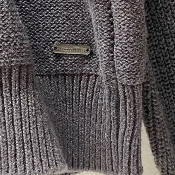 Calvin Klein Jeans Men's XL Sweater Dark Gray Half Zip Mock Neck CK Logo Zipper - Picture 6 of 14